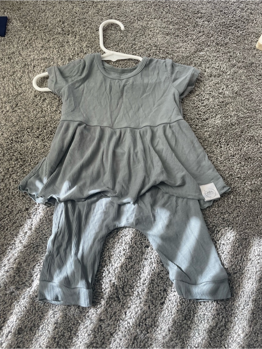 Ready set romper dusty blue rubbed romper 0-6m